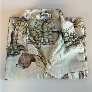 Repage Animal Print Hawaiian Style Button Down Shirt Estimated Size XL - flaw